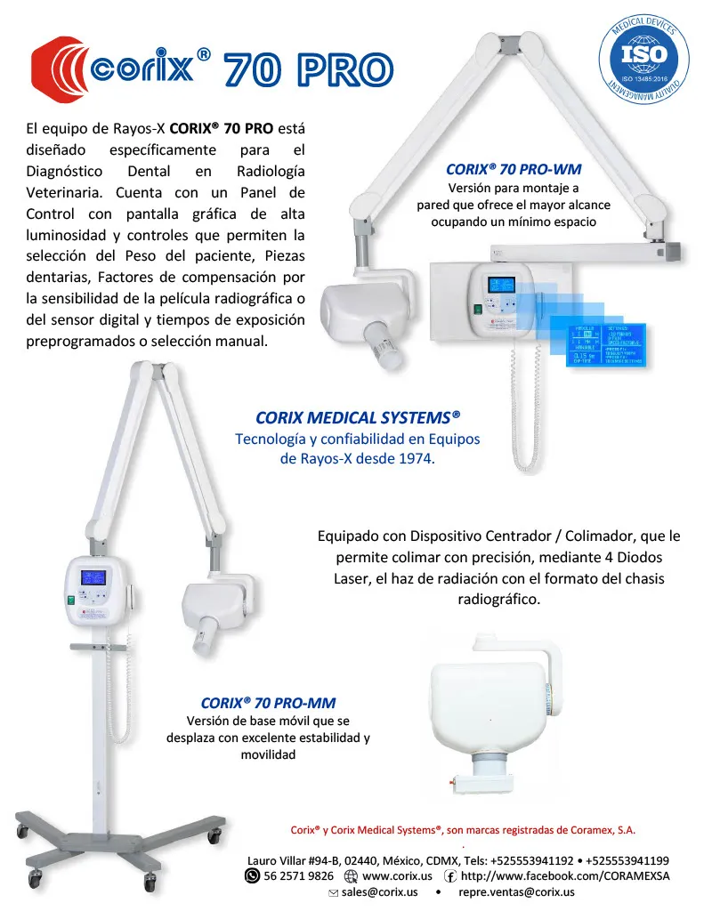 Equipo de rayos X Corix fabricado para representar cómo se fabrica un equipo de rayos X en México responsablemente.